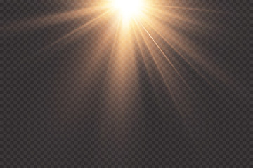Vector transparent sunlight.Vector scene illuminated by spotlight . Light effect on transparent background