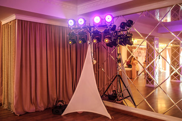 stage lighting at a wedding party