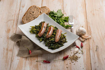 sausage with turnip top fennel seed and hot chili pepper