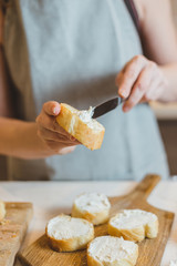 Home making sandwiches with avocado - italian traditional bruschetta - healthy organic food