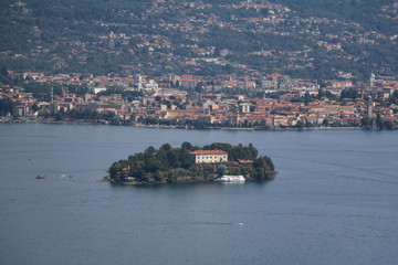 Fototapeta na wymiar View to Isola Madre and Pallanza Verbania at Lake Maggiore, Italy