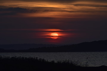 red sun over cramond