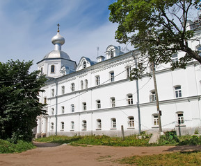 Fototapeta na wymiar The Peter and Paul gateway church in summer day. Valaam Spaso-Preobrazhensky stavropegial men's monastery