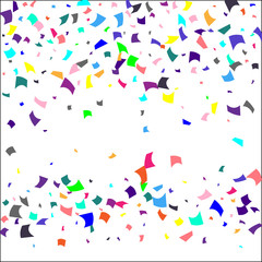 Colorful confetti on white background. 