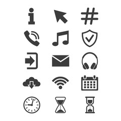 Web and mobile icons set on white background.