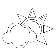 Sun and cloud symbol isolated in black and white