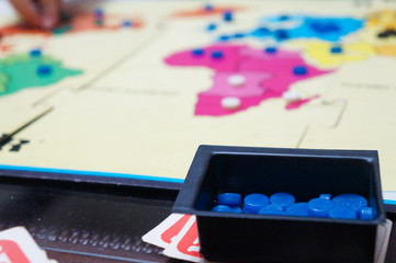  a war game concept with countries and continents on a map