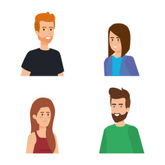 set pretty women and attractive men with hairstyle