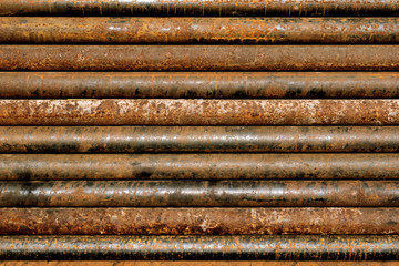 rusty corrugated metal pipes background