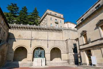 View of Piazza Sant'Agata in San Marino in a summer day.