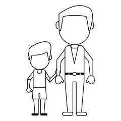 Family avatar faceless cartoon in black and white