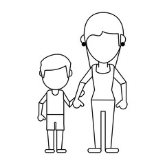 Family avatar faceless cartoon in black and white