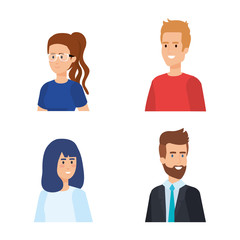 set beauty women and attractive men with hairstyle