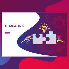 Teamwork concept banner. Can use for web banner, infographics, hero images.