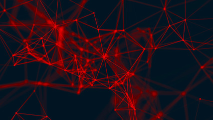 Big data visualization. Abstract background with connecting dots and lines. 3D rendering. High resolution.