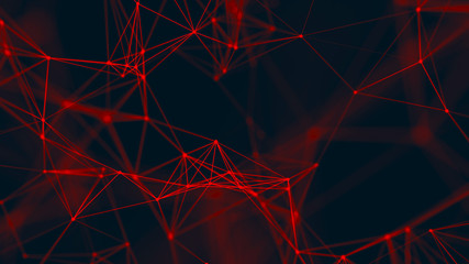 Big data visualization. Abstract background with connecting dots and lines. 3D rendering. High resolution.