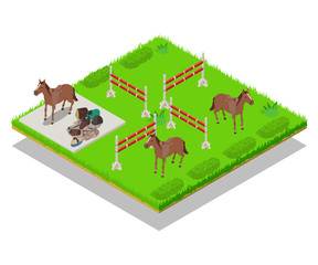 Gallop concept banner. Isometric banner of gallop vector concept for web, giftcard and postcard