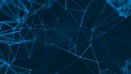 Fototapeta premium Big data visualization. Abstract background with connecting dots and lines. 3D rendering. High resolution.