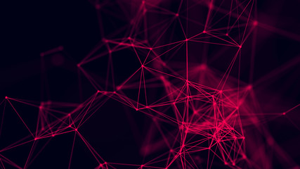 Big data visualization. Abstract background with connecting dots and lines. 3D rendering. High resolution.