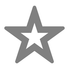 Star symbol icon - gray simple hollow, 5 pointed rounded, isolated - vector