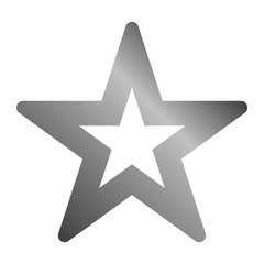 Star symbol icon - gray hollow gradient, 5 pointed rounded, isolated - vector