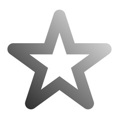 Star symbol icon - gray hollow gradient, 5 pointed rounded, isolated - vector