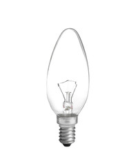 New incandescent light bulb for modern lamps on white background