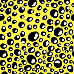 Abstarct seamless pattern with black dots and lemon yellow background