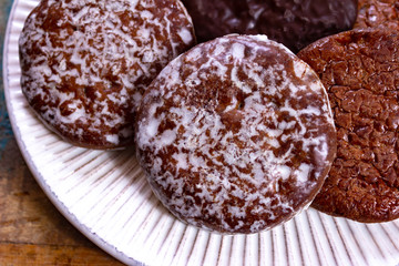 Traditional Christmas gingerbread lebkuchen with honey and spices from Nuremberg, Germany