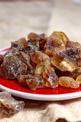 Crystals of candy sugar, traditional brown rock sugar originally from Isfachan, Iran