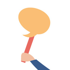 hand holding speech bubble