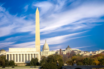 Fototapeta na wymiar Lincoln Memorial, Monument and Capitol Building