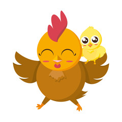 cute hen and chick