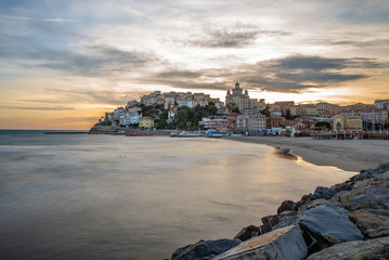Naklejka premium Imperia, Porto Maurizio al tramonto