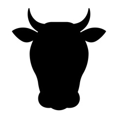 Cow head silhouette icon. Clipart image isolated on white background
