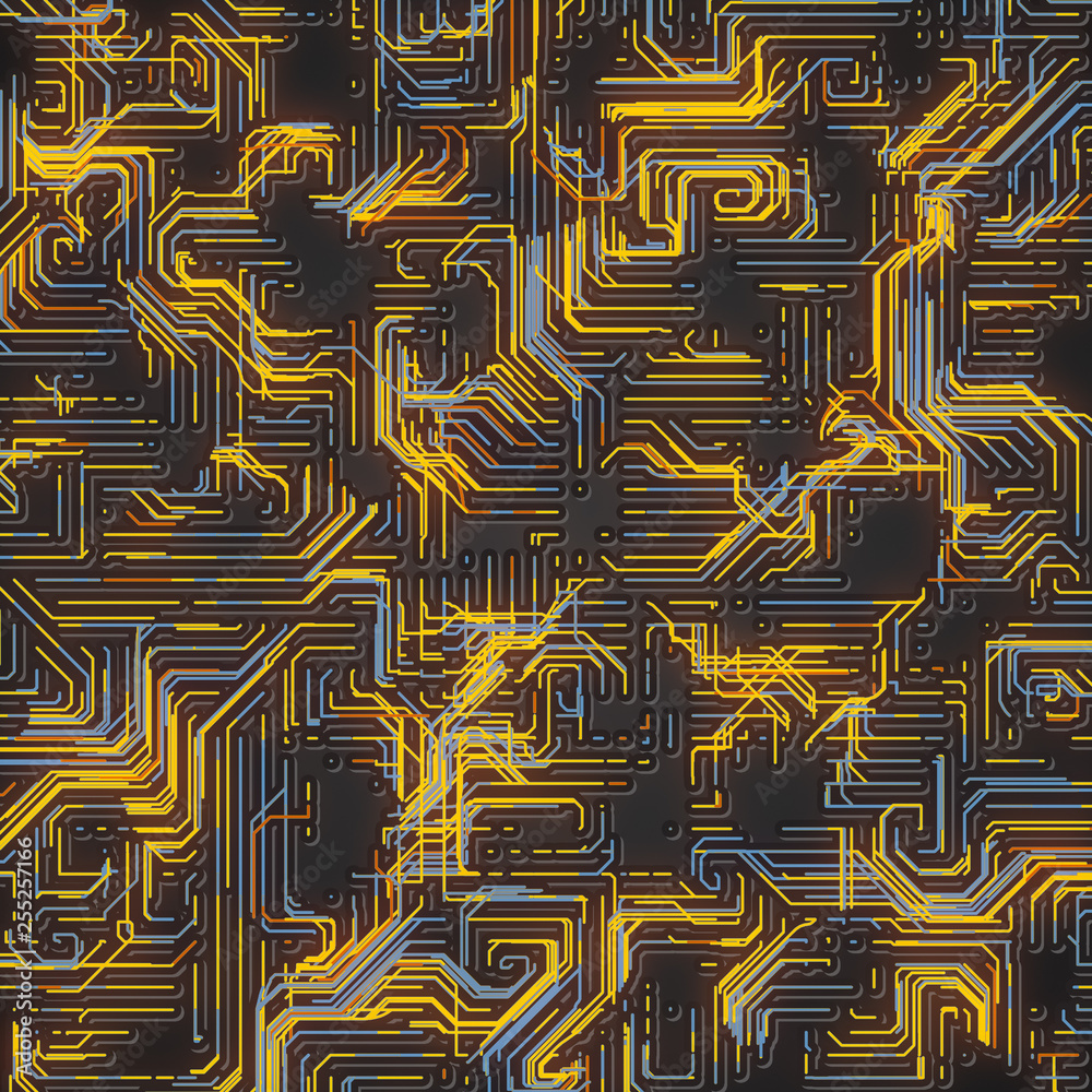 Fototapete digital yellow colored lines abstract background. modern covers design with geometric pattern. 3d re