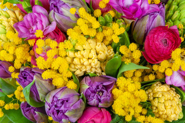 Elite spring bouquet of beautiful luxury flowers, close-up