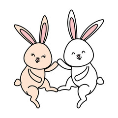 cute rabbits characters icon