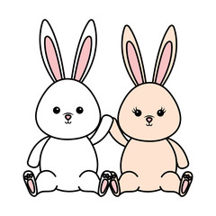 cute rabbits characters icon