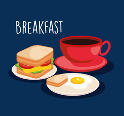 fried egg with sandwich and coffee cup