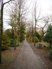 Weg durch den Friedhof in Friedrichshain