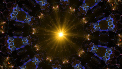 Colorful kaleidoscope background. Beautiful graphic texture, symmetry. Fractal ornaments 3D rendering.