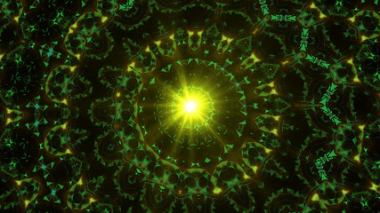 Colorful kaleidoscope background. Beautiful graphic texture, symmetry. Fractal ornaments 3D rendering.