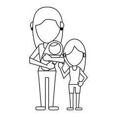 Family avatar faceless cartoon in black and white