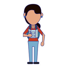 Tourist woman avatar blue lines