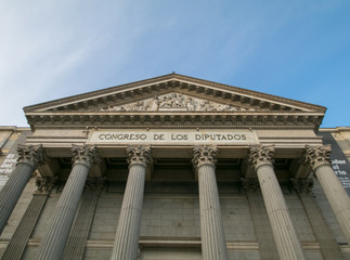 Main facade of the Spanish Parliament House (Madrid, Spain)