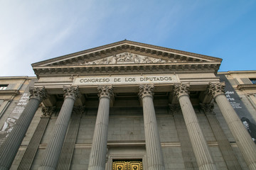 Fototapeta premium Main facade of the Spanish Parliament House (Madrid, Spain)