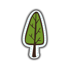 Hand drawn ecological green icon tree. Nature simple sticker. Vector illustration.