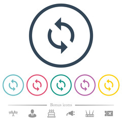 Programming loop flat color icons in round outlines