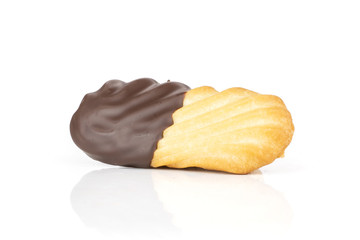 One whole lazy cookie with chocolate isolated on white background